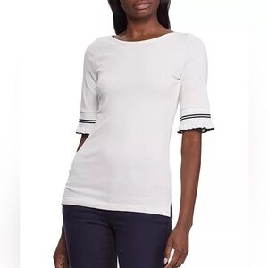 Ralph Lauren White Ruffle Sleeve Blouse Size XL